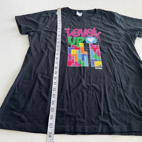 New PORT & COMPANY Tetris Level Up Graphic Tee T-Shirt Women’s SIZE L Black - Picture 7 of 10